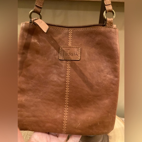 Fossil Vintage Brown Leather Multi Color‎ Patchwork Crossbody EUC - Picture 9 of 9